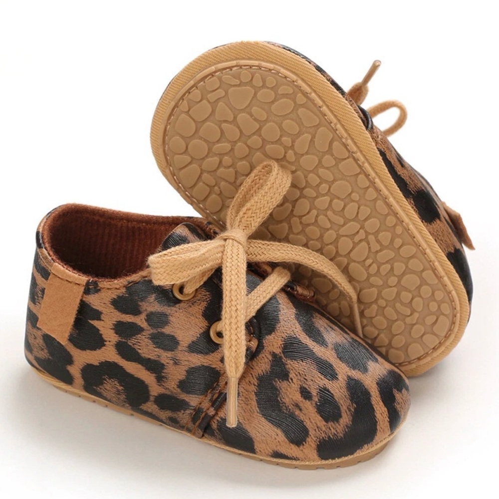 Leopard Print Baby Walker Shoes in Tan - Picture 3 of 3